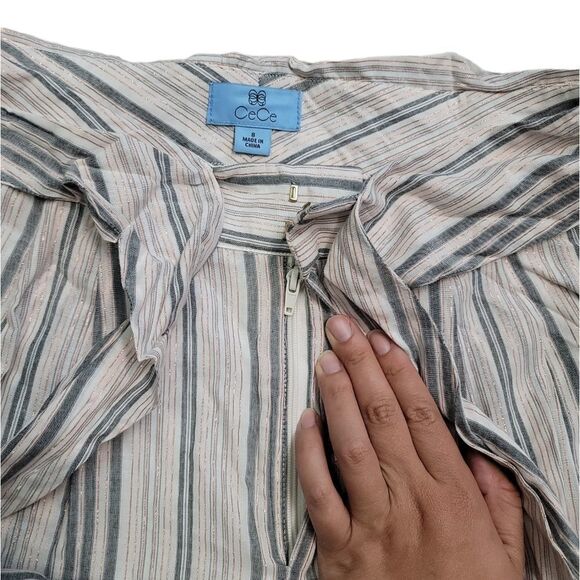 Nwot CeCe Stripe Metalic Paperbag Shorts - Picture 3 of 12